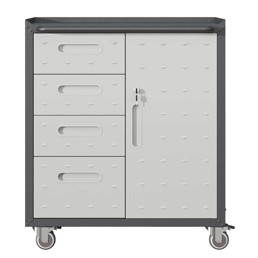 16.5 in. W Steel Tool Cabinet with 4 Drawers, Lockable, Rolling, Black