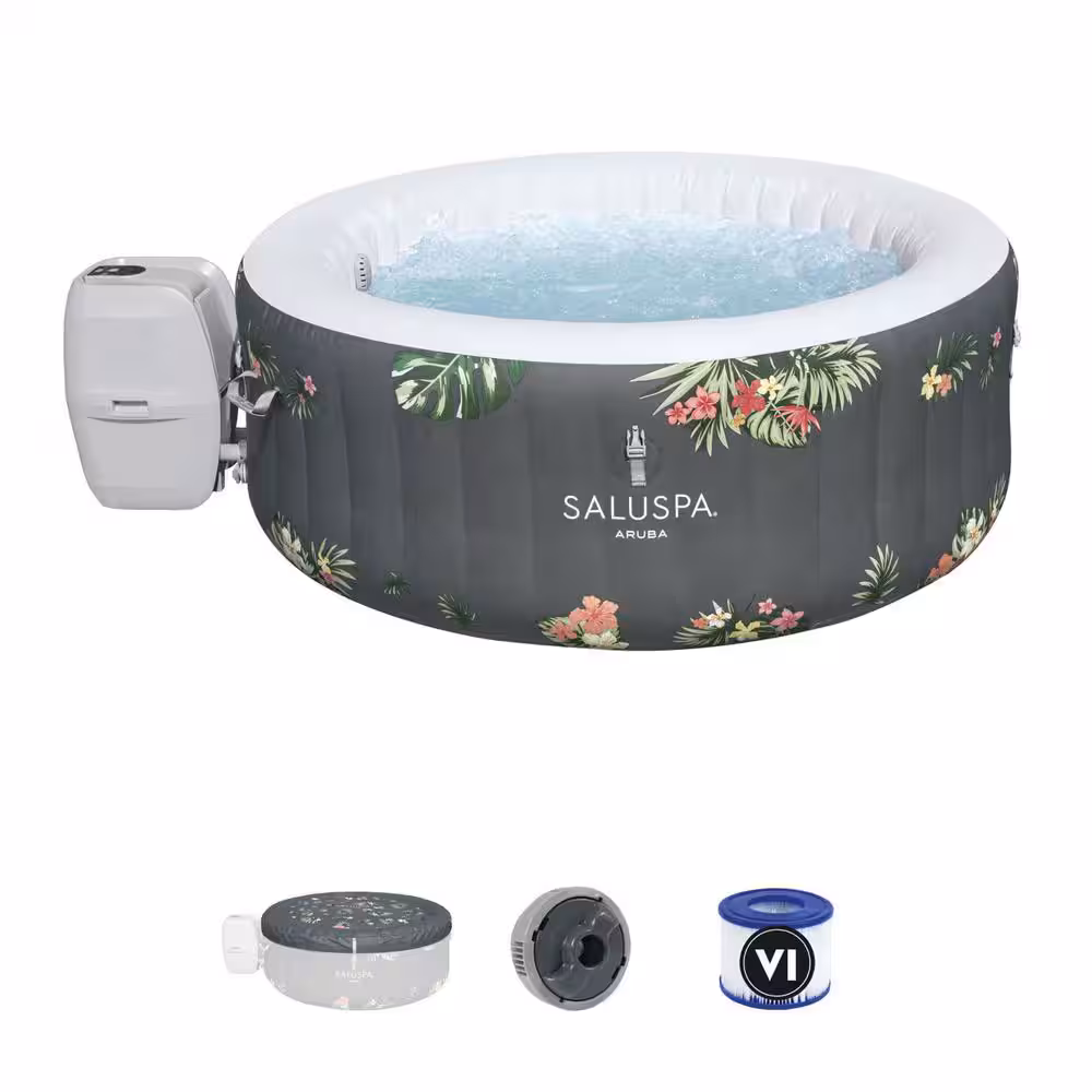 3-Person 110-Jet Inflatable Hot Tub with Cover, Pump & 2 Filter Cartridges