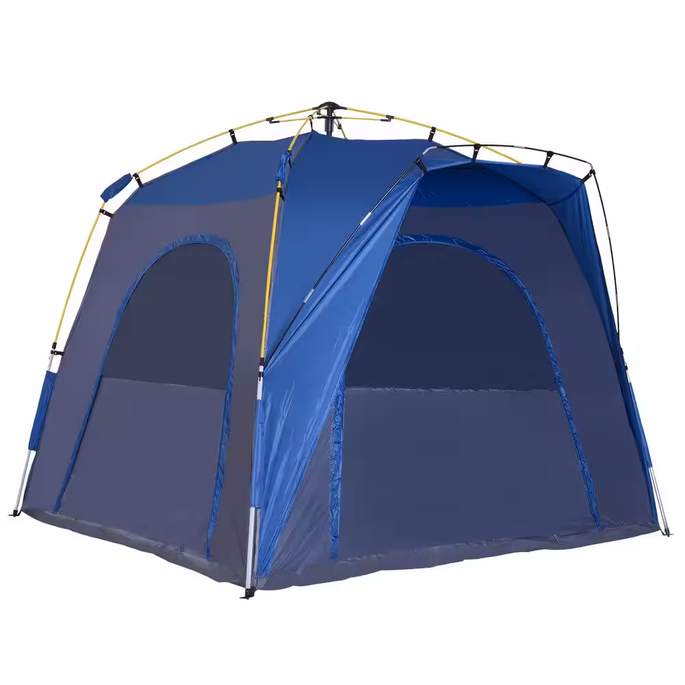 3-Season 5-Person Automatic Hydraulic Pop Up Camping Tent, Blue