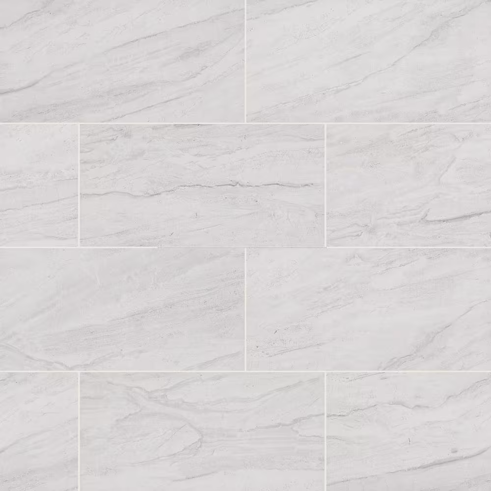 Vigo White 12 in x 24 in Matte Stone Look Ceramic Floor & Wall Tile, 16 sq ft per Case