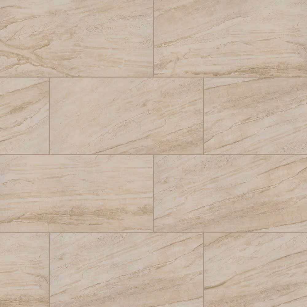 Vigo Beige 12 in x 24 in Matte Ceramic Stone-Look Floor & Wall Tile, 16 sq ft per Case