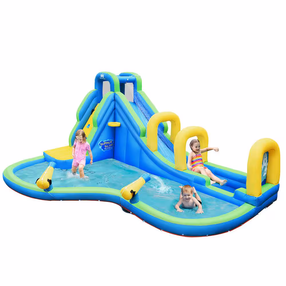 Multi-Color Inflatable Water Slide Kids Bounce House Castle Splash Pool